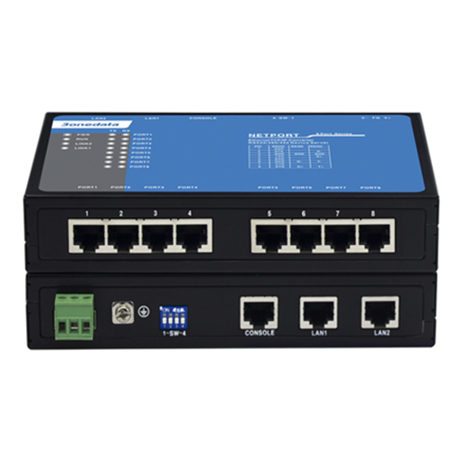 Bộ chuyển đổi 8 cổng RS-232/485/422 sang 2 cổng Ethernet 3Onedata NP318T-8D(3IN1)-RJ-P(12-48VDC)