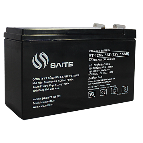 Bình Ắc Quy Kín Khí 12V-7.5Ah Saite BT-12M7.5AT
