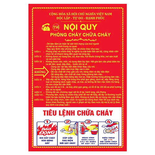 Bảng Nội quy, Tiêu lệnh chữa cháy 1 tâm Mica
