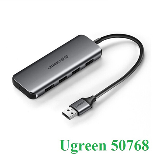 Bộ Hub chia cổng USB 3.0 ra 4 cổng, vỏ nhôm, hỗ trợ nguồn Ugreen 50985